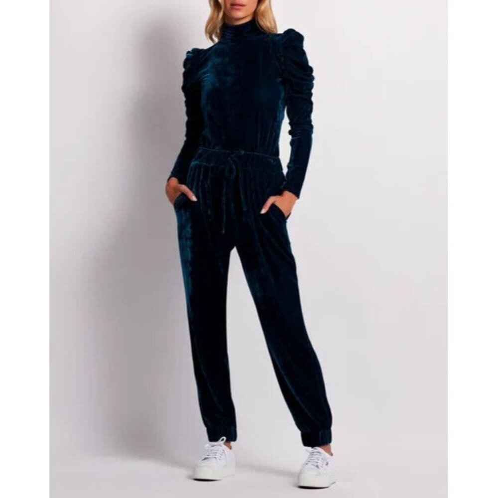 PatBo Azure Blue Luxe Velvet Jogger Pants, Size L, NWT! $425